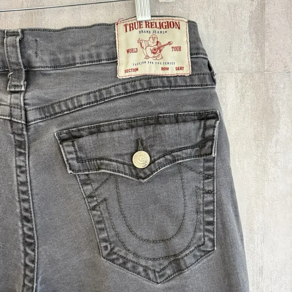 True Religion Jeans Mens 34x32 Geno Relaxed Slim Faded Wash Denim Pocket Flap